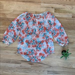 LC Lauren Conrad Small Floral Sheer Blouse EUC